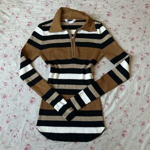 No Boundaries Brown and Black Zip-Up Sweater